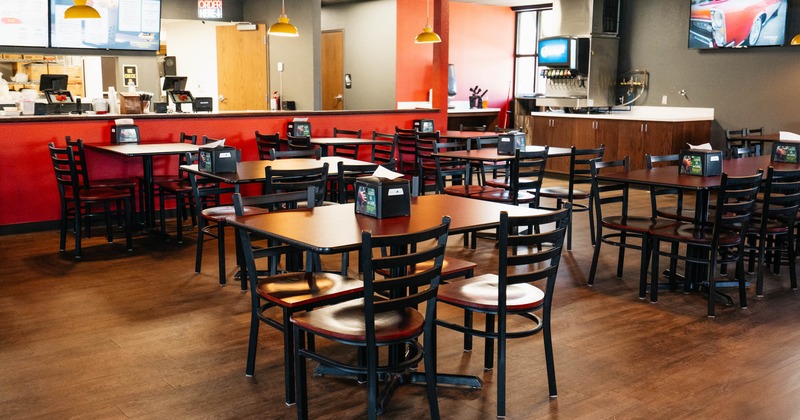 Inside, table ready for guests