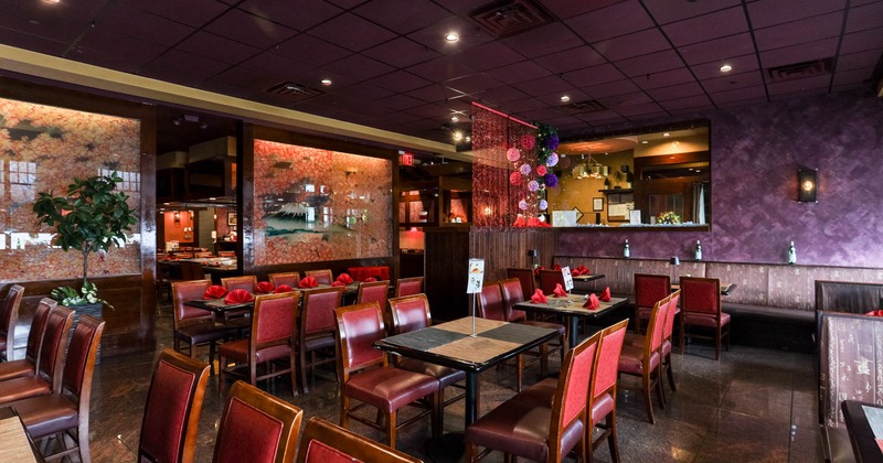 Interior, tables and chairs ready for guests