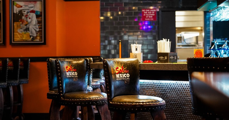 Close up of the bar seating and counter