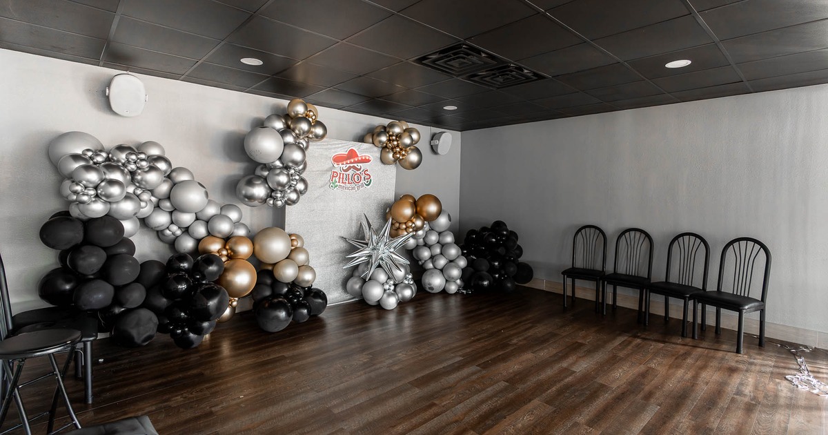 Interior, private area with birthday celebration decor