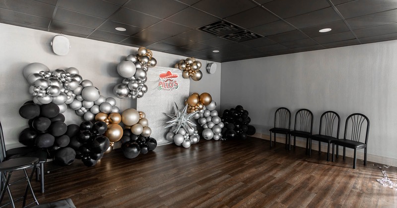 Interior, private area with birthday celebration decor