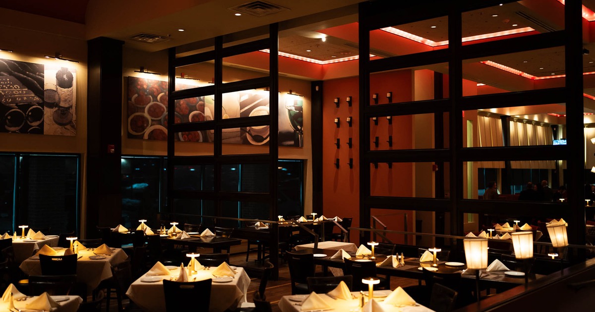 Dining area, tables with white clothes