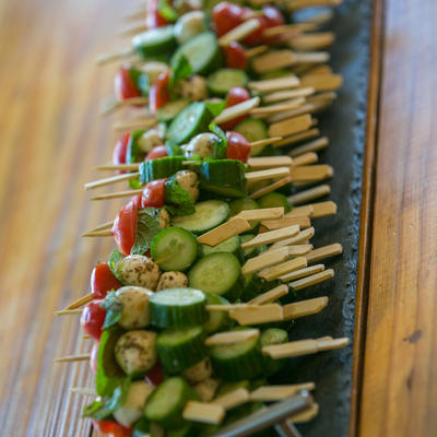 Vegetables ready for barbecue lined up