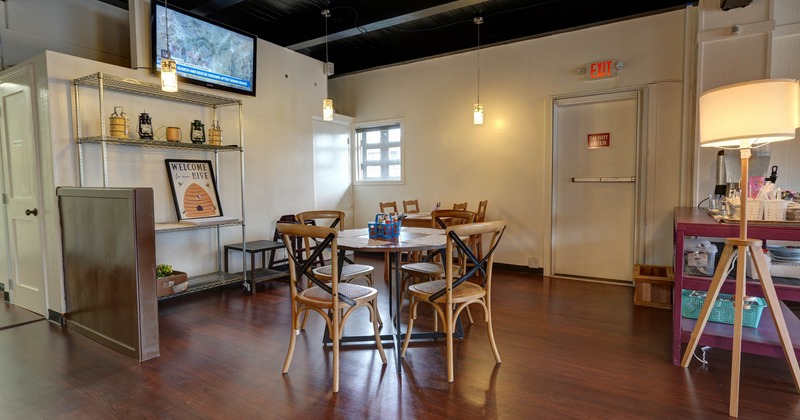 Interior, chairs and tables