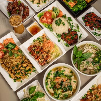 Assorted food dishes.