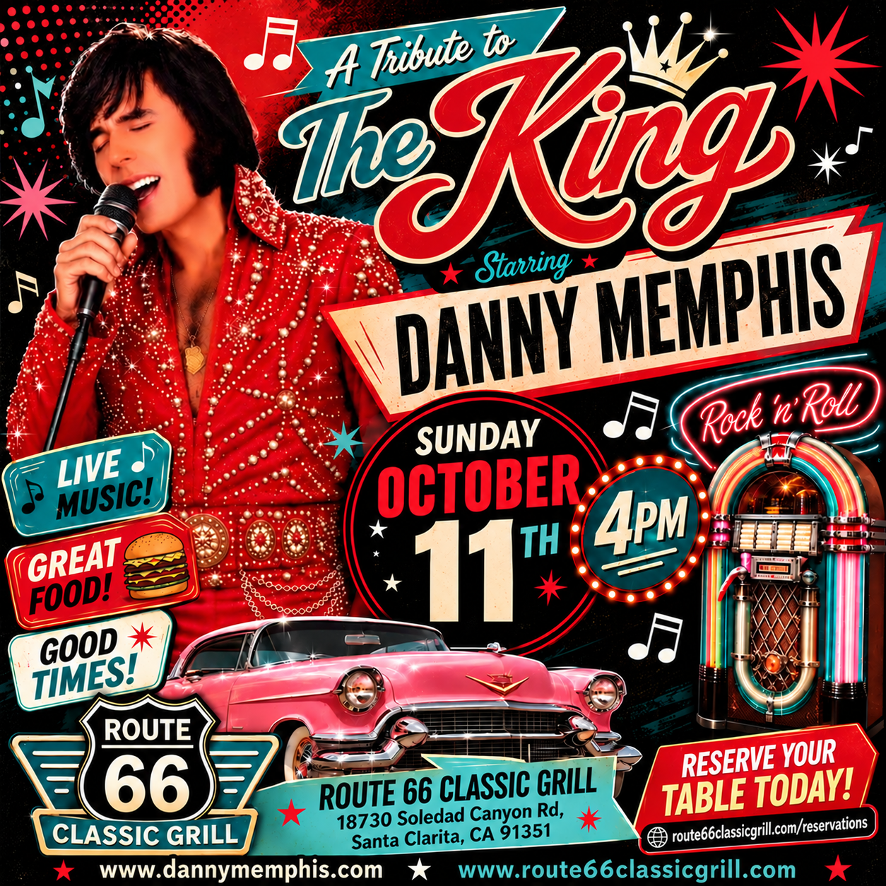 Danny Memphis starring in a Tribute to Elvis today Sunday Oct 11th at 4pm