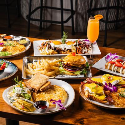 Served food on the table.