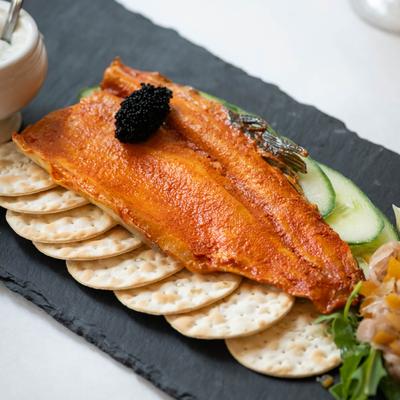 Smoked trout and crackers