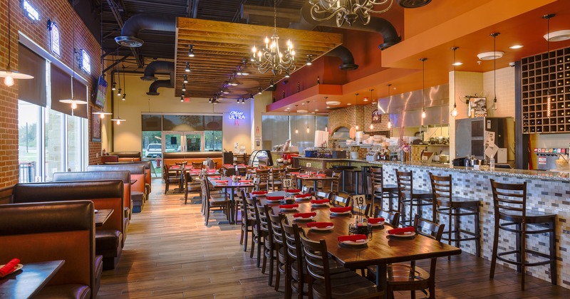 Dining area, tables ready for a private pary