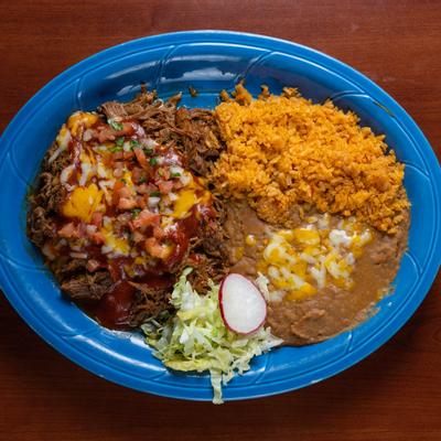 Machaca Beef dish, top view