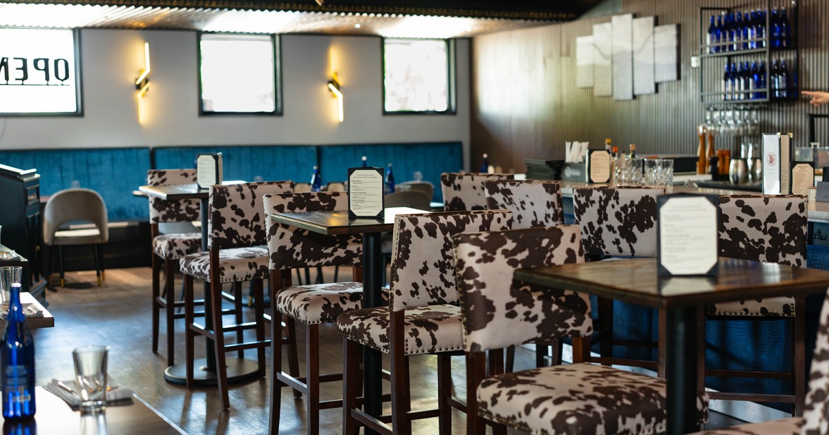 Interior, high tables and chairs