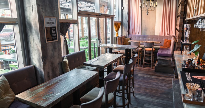 Interior, tables and chairs