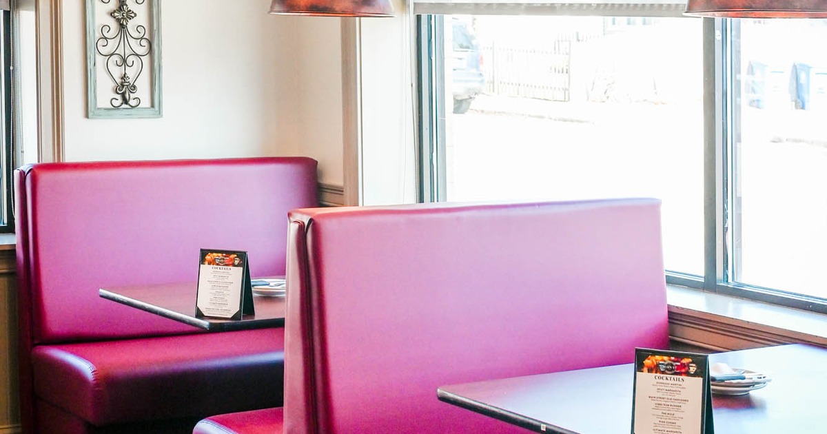 Red leather booths