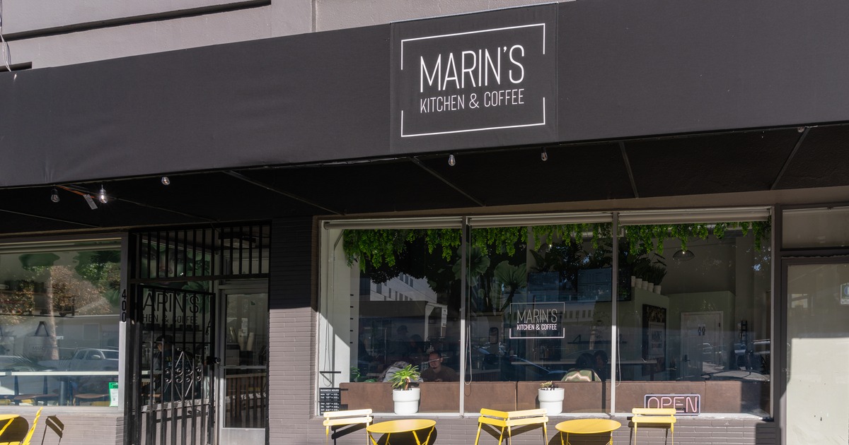 Exterior, patio in front of restaurant, tables, chairs