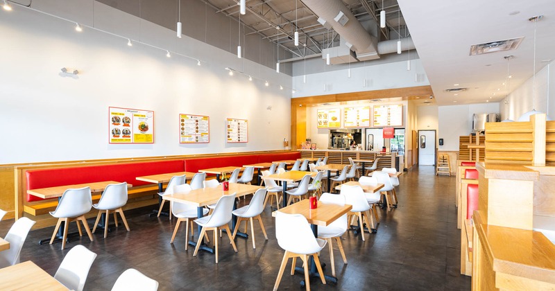 Interior dining area, tables ready for guests