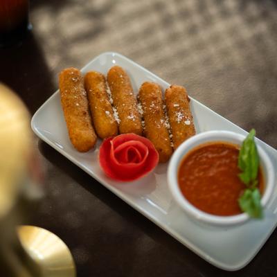 Mozzarella Sticks with marinara sauce.