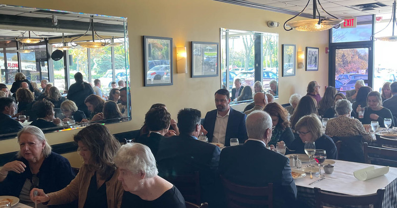 Interior, crowded dining area