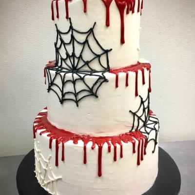 Spider cake, with strawberries