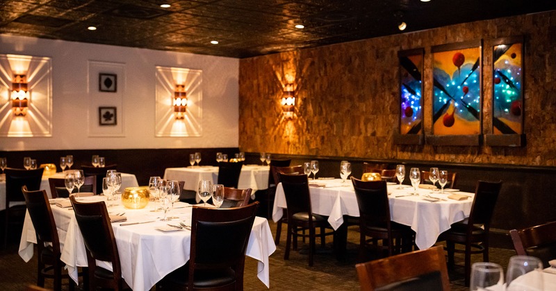 Interior, set restaurant tables