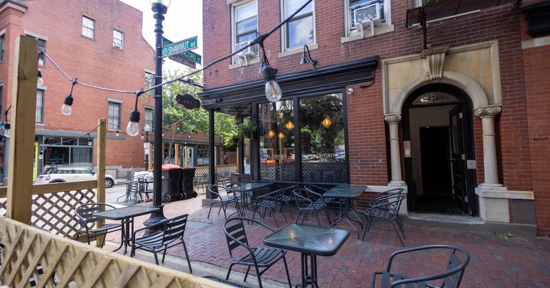 Exterior, seating area in front of the restaurant