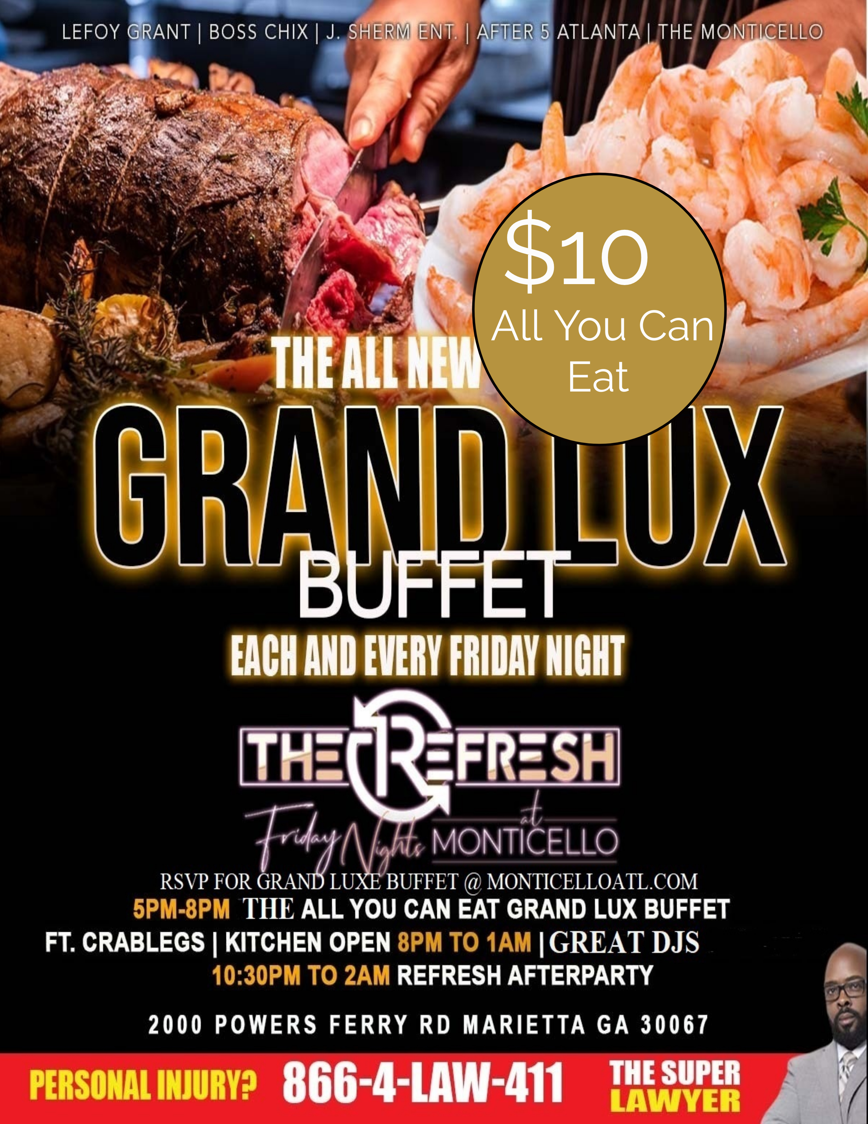 ANY GIVEN SUNDAY NFL DAY PARTY @ MONTICELLO - $20.00 ALL YOU CAN EAT  BUFFET, Monticello ATL, Marietta, October 8 2023