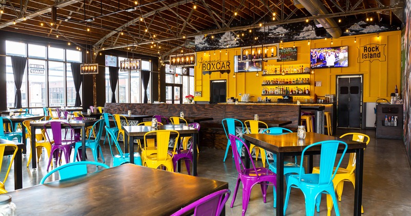 Interior, bar and seating area, cozy atmosphere