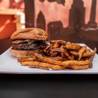 James Joyce Burger with fries.