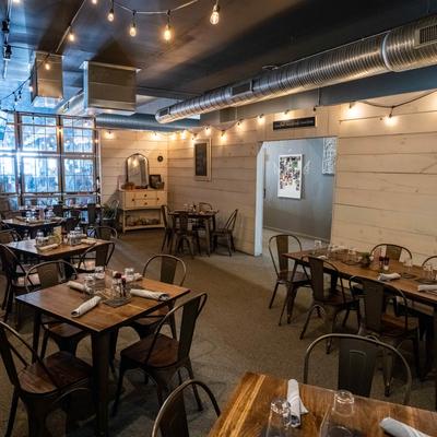 Interior, dining tables and chairs