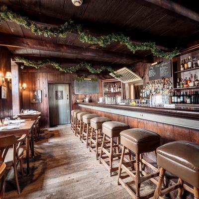 Interior, the bar area with chairs.