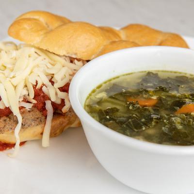 Meatball Sandwich with Wedding Soup