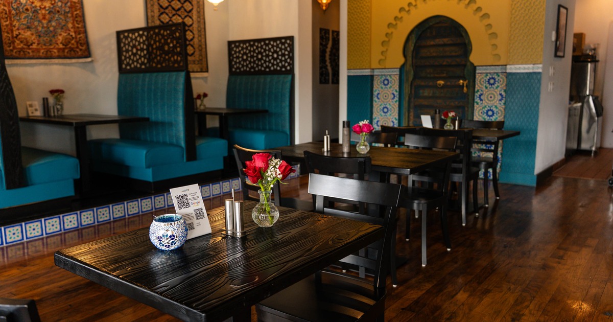 Interior, tables with flowers