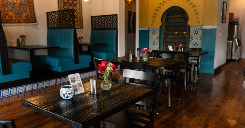 Interior, tables with flowers