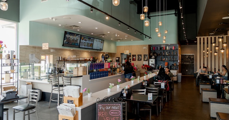 Interior, order counter and seating area