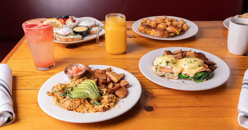 Various food and drinks