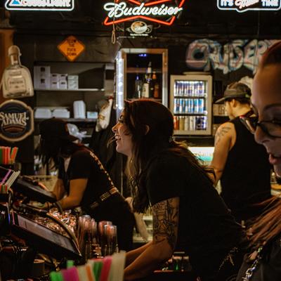 Bar area with busy bartenders.