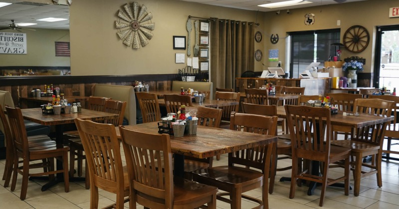 Tables for four people, dining area