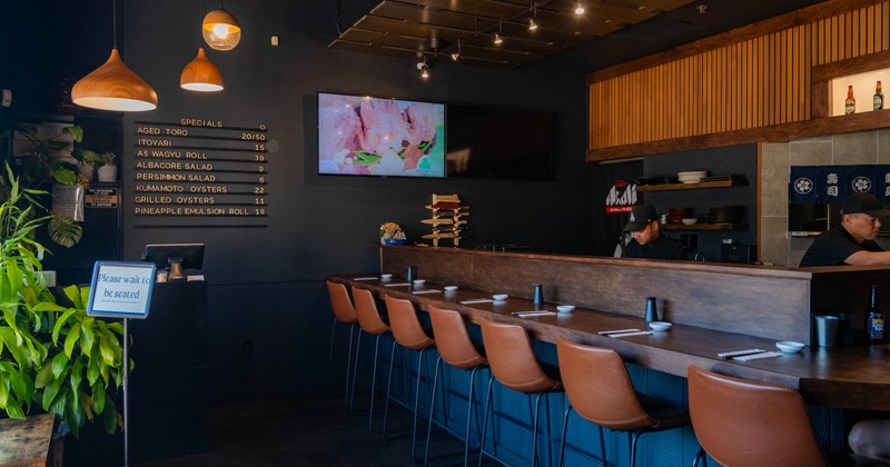 Interior, bar area, TV on the wall
