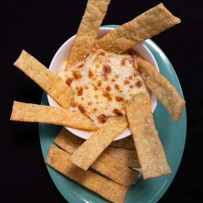 Cheese dip and lasagna chips.