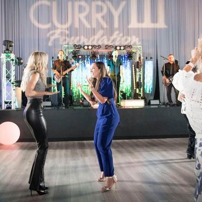 People dancing to live music.