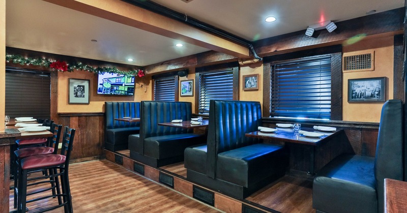 Restaurant interior with booth seating