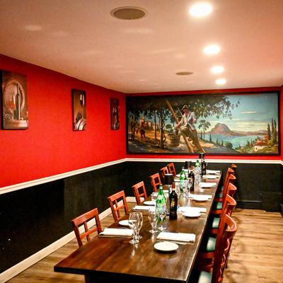 Fully set dining tables.