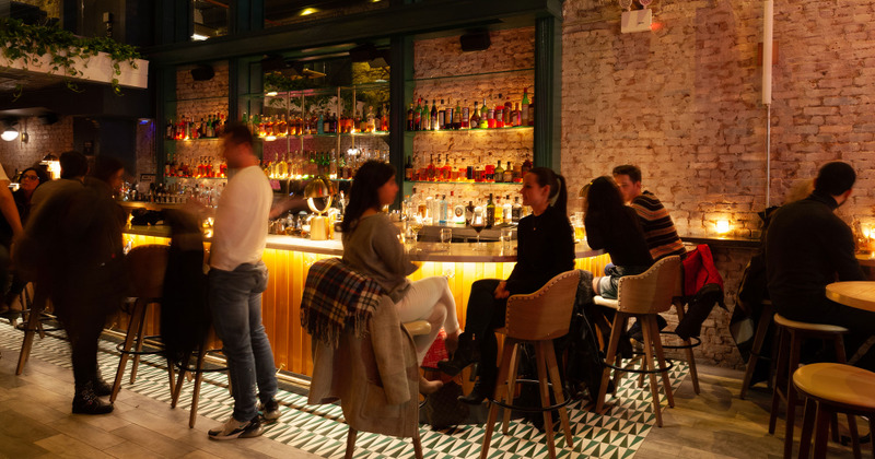 Interior, customers in bar area