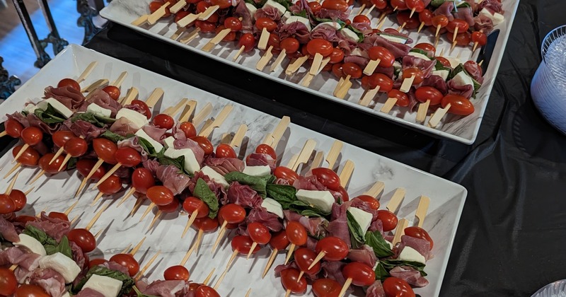 Buffet trays with antipasto skewers