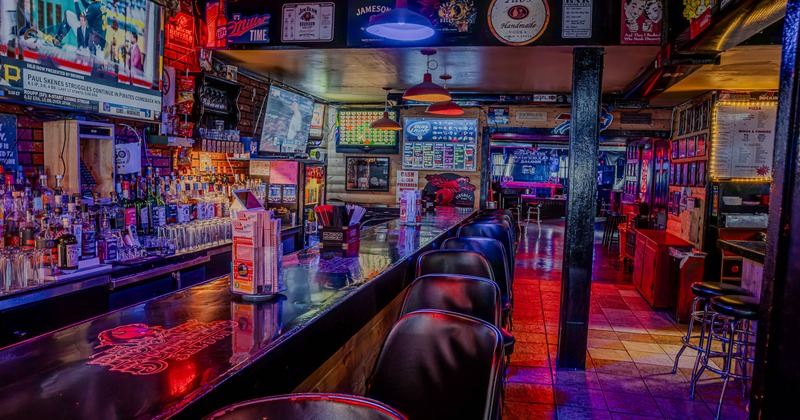 Interior, bar, stools, drink rack