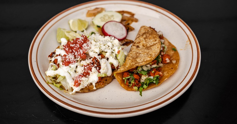 Sope and taco combination plate