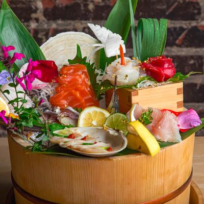 Twenty-piece sashimi meal.