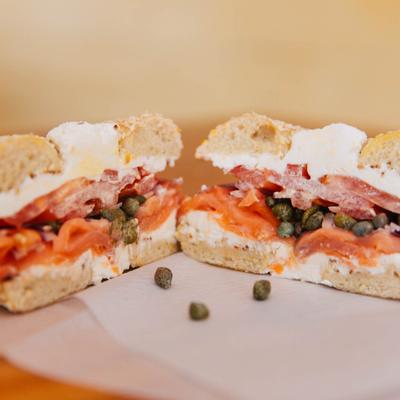 A served Sesame Bagel.