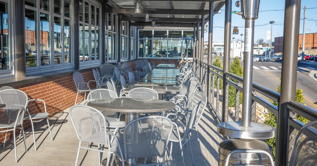 Outdoor seating area on a terrace