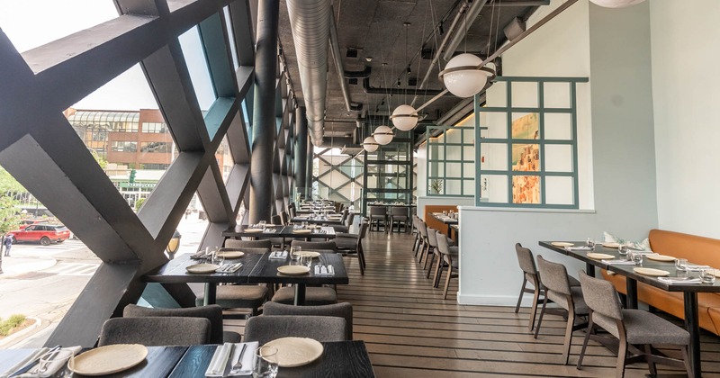 Interior, tables ready for guests