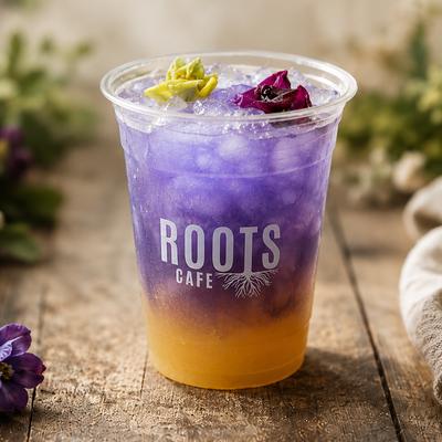 Orange and purple iced tea.
